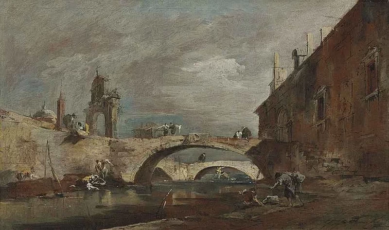 Capriccio con ponte sul canale
